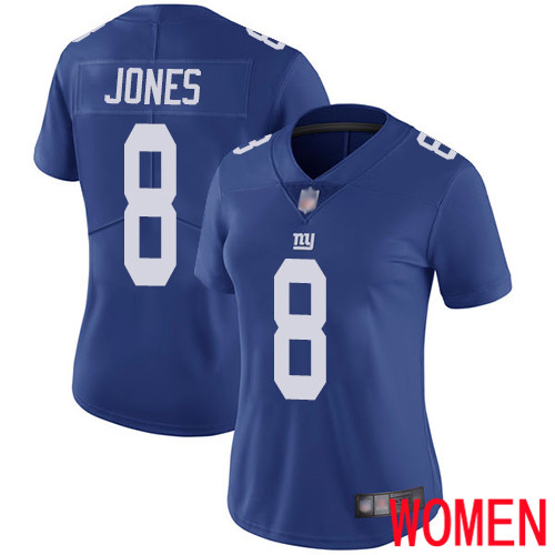 Women New York Giants 8 Daniel Jones Royal Blue Team Color Vapor Untouchable Limited Player Football NFL Jersey
